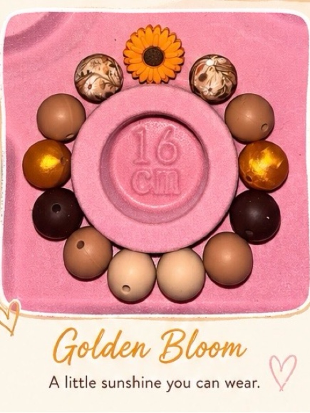 Sunflower Bead Bracelet - Gold and Brown